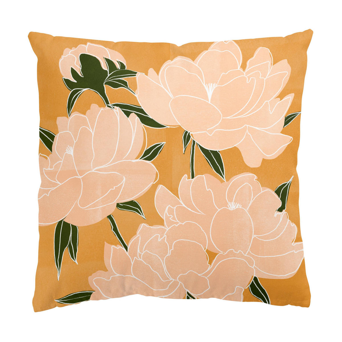 DEKOKISSEN 2er-Set Moderne Pfingstrosen 50/50 cm - Orange, Textil (50/50cm) - Bilderwelten