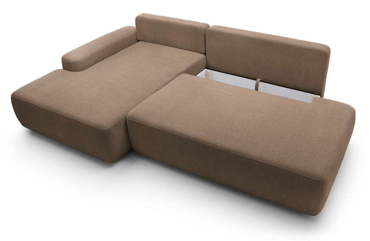 ECKSOFA 275 cm mit Schlaffunktion Orea O, Links, Dunkelbraun - Dunkelbraun, Holz (276/164cm) - Emporius