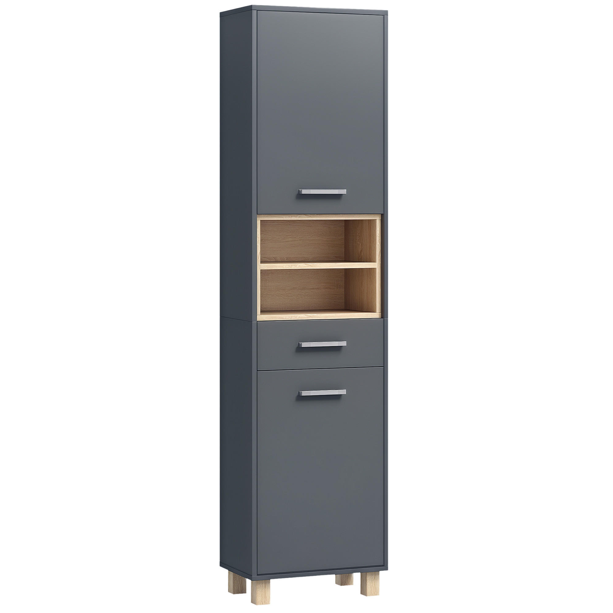 HOCHSCHRANK DE-12439 40/24/160 cm Grau - Grau, Holzwerkstoff (24/160/40cm) - ComfortXL