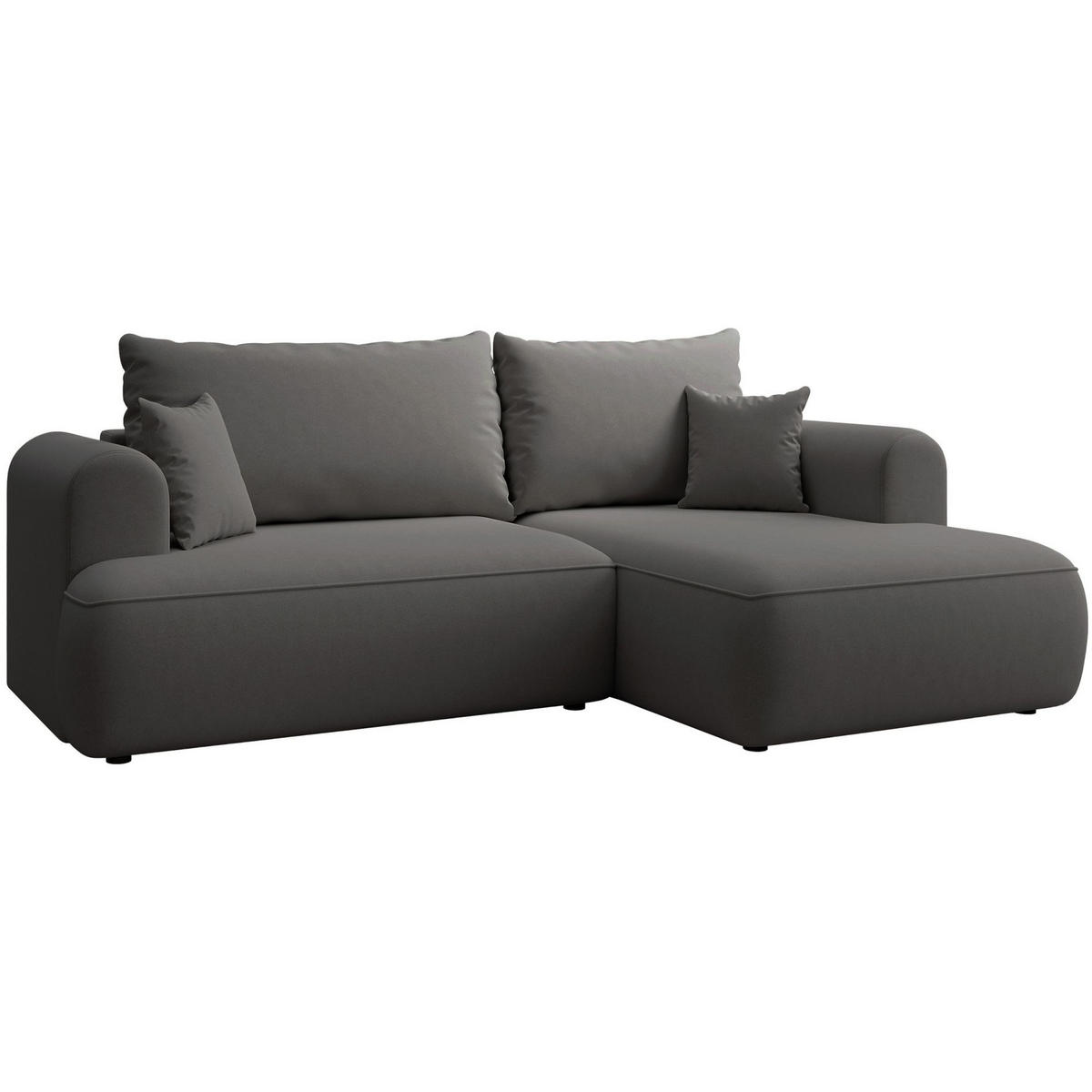 ECKSCHLAFSOFA Ovo Mini Dunkelgrau Easy-Clean-Samtbezug - Dunkelgrau/Schwarz, Kunststoff/Textil (156/238cm) - Selsey