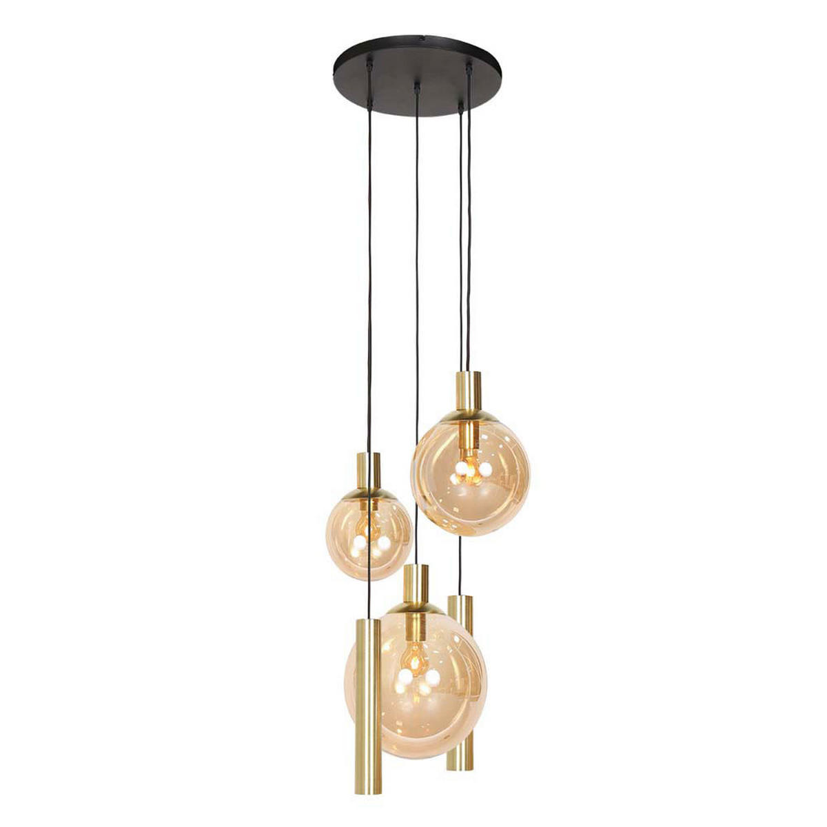 LED HÄNGELEUCHTE Bollique Messing Bernstein - Messingfarben, Glas (60/60/350cm)