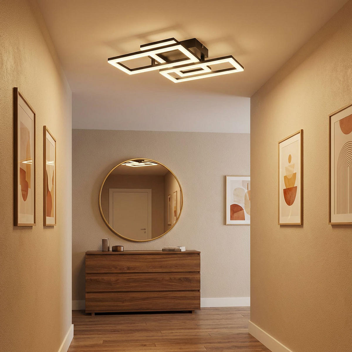 LED DECKENLEUCHTE Grau Opal - Grau, Kunststoff (61.4/34.1/9.3cm) - Globo Lighting