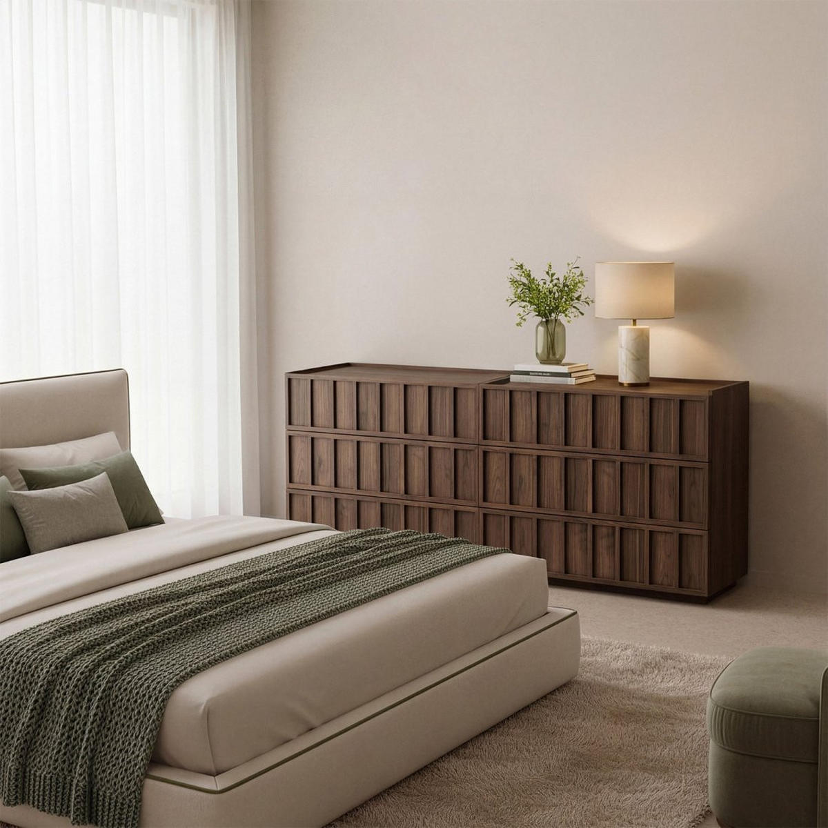 KOMMODE MIT SCHUBLADEN Kairo Walnuss 98 cm x 80 cm - Walnussfarben, Holzwerkstoff (98/80/40cm) - Klast Home