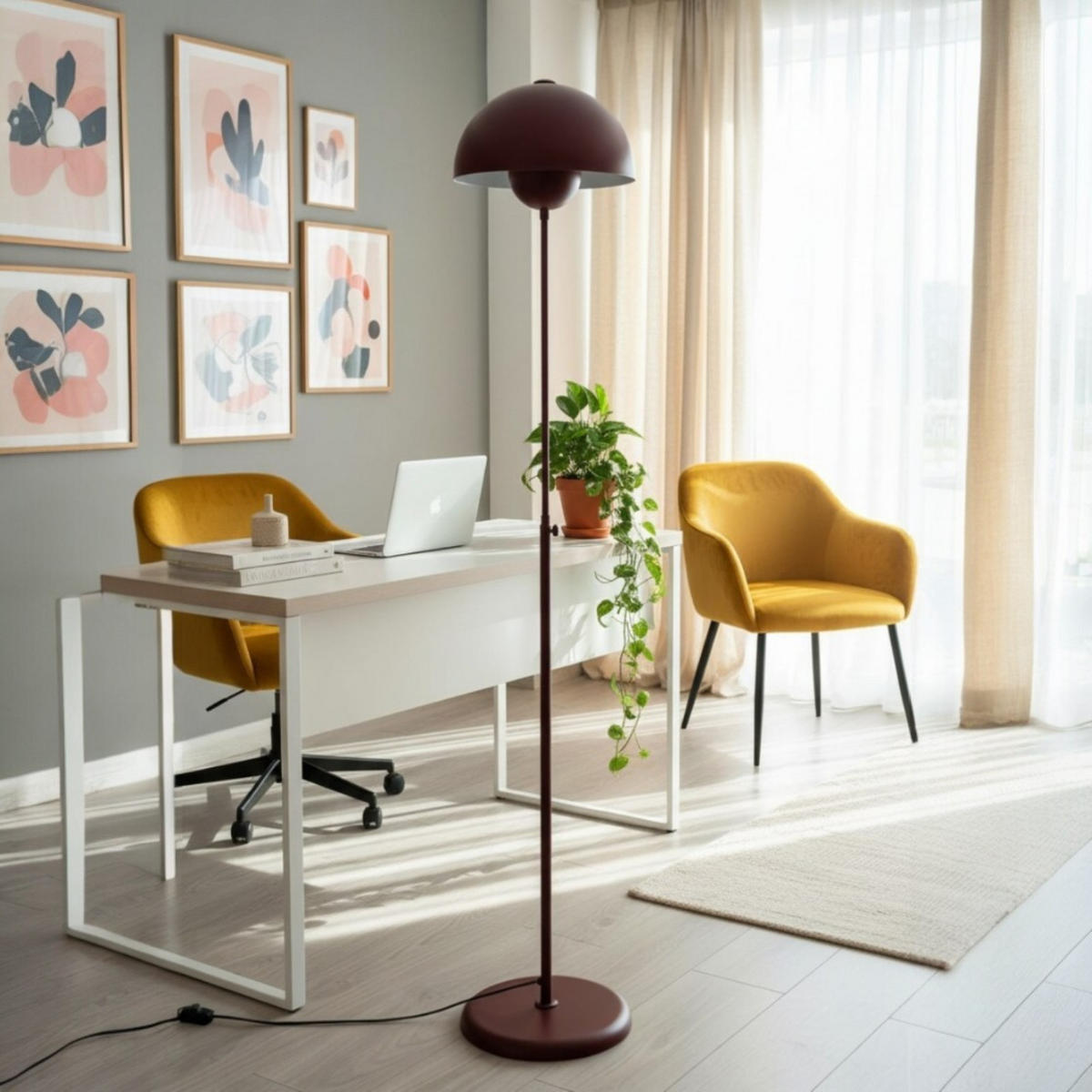 STEHLEUCHTE Umbra 170 Cm - Bordeaux, Metall (37/37/170cm) - Bamyum