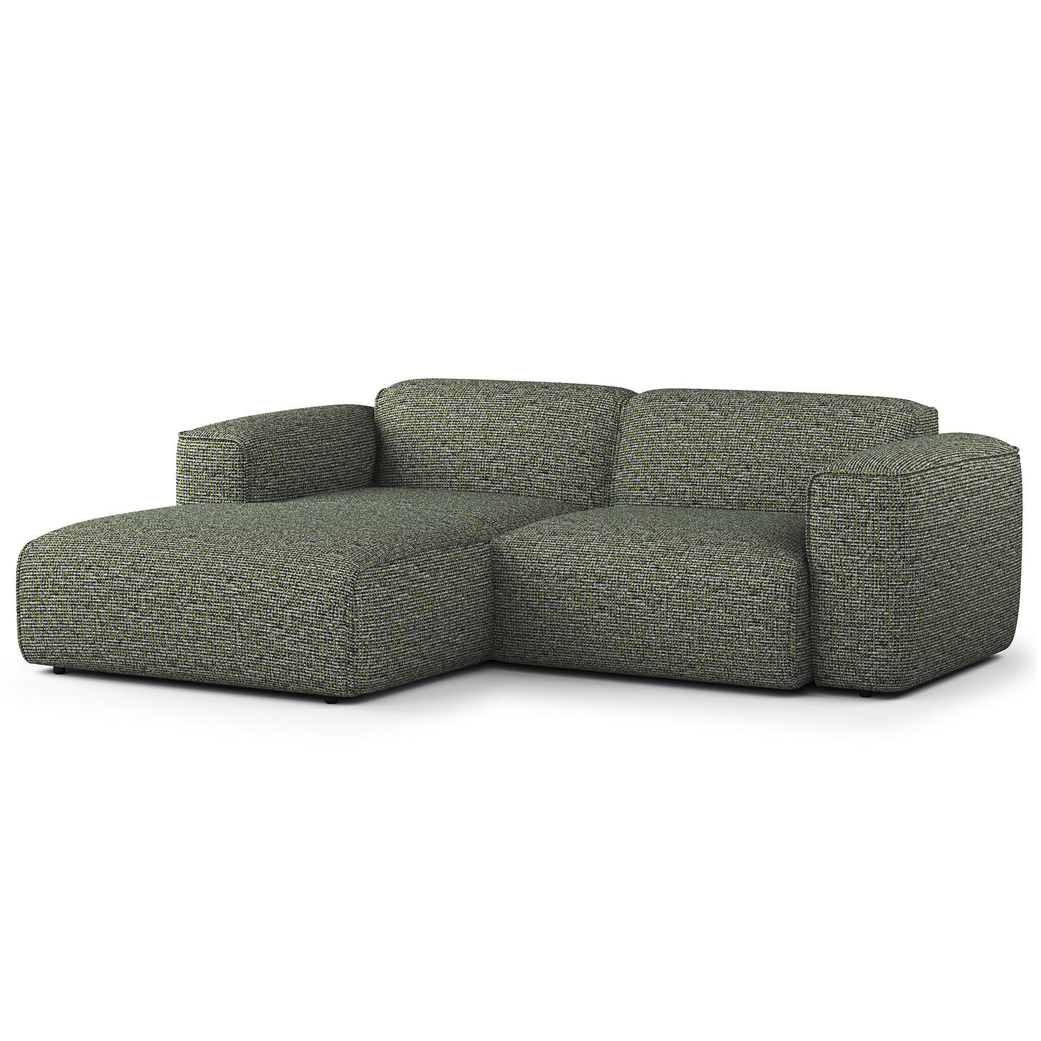 ECKSOFA mit XL-Longchair - Schwarz/Grün, Kunststoff/Textil (260/171cm) - home24