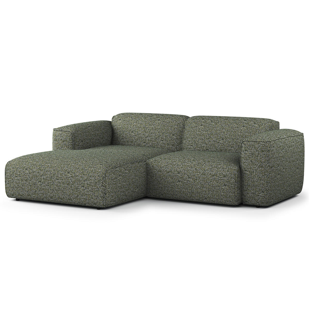 ECKSOFA mit XL-Longchair - Schwarz/Grün, Kunststoff/Textil (260/171cm) - home24