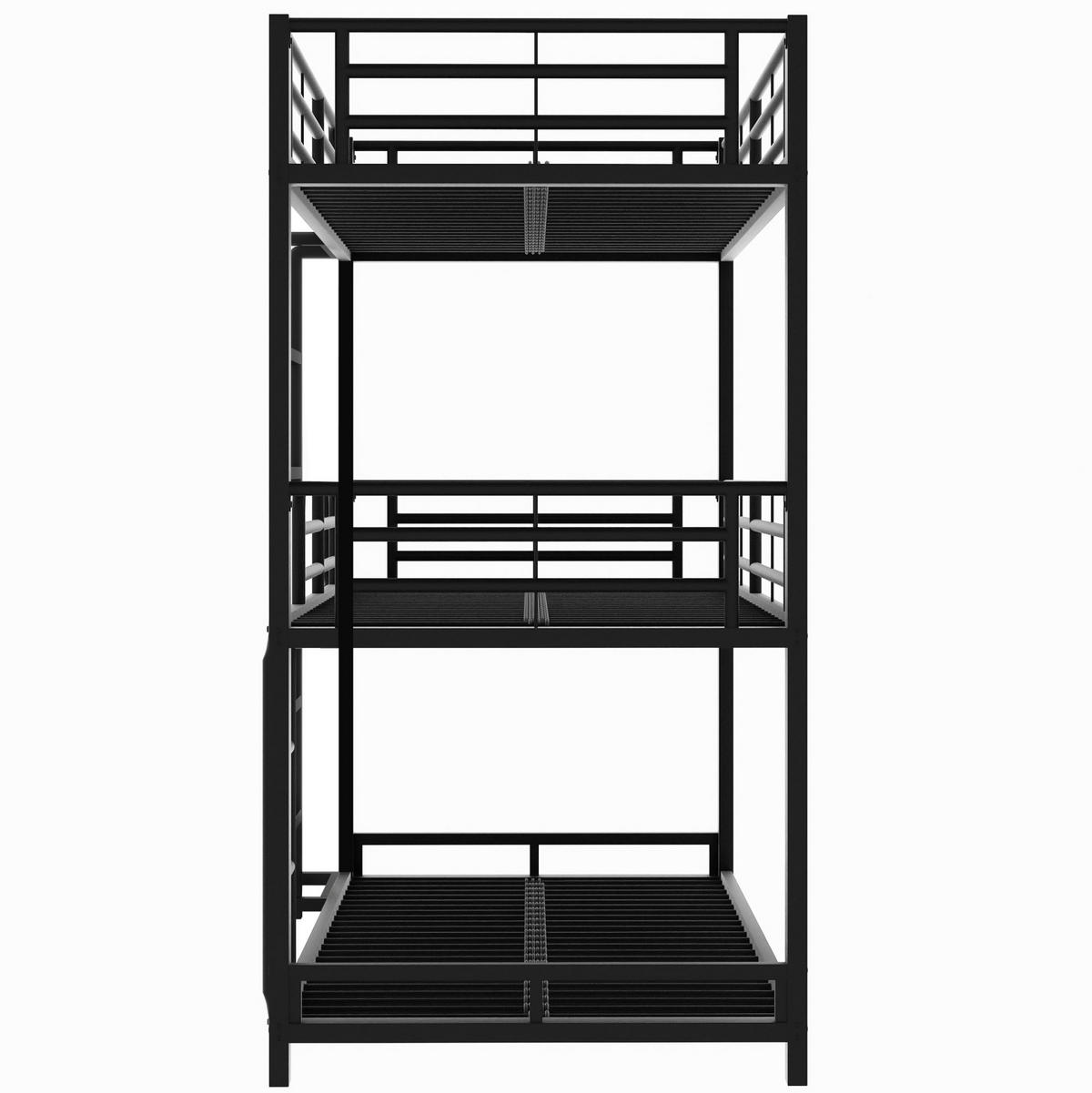 ETAGENBETT 90/200 cm in Schwarz mit 3 Liegeflächen und Leiter - Schwarz, Metall (90/200cm) - OKMYHOME