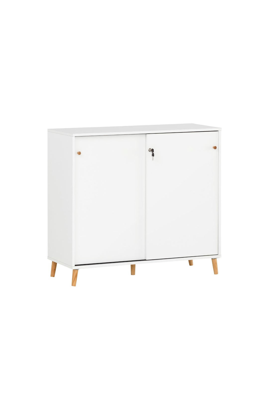 AKTENSCHRANK Jaguar Large 92,6x100x41 cm 2 Fächern & 2 abschließbare Schiebetüren Weiß - Weiß, Holz (100/92.6/41cm) - PROREGAL