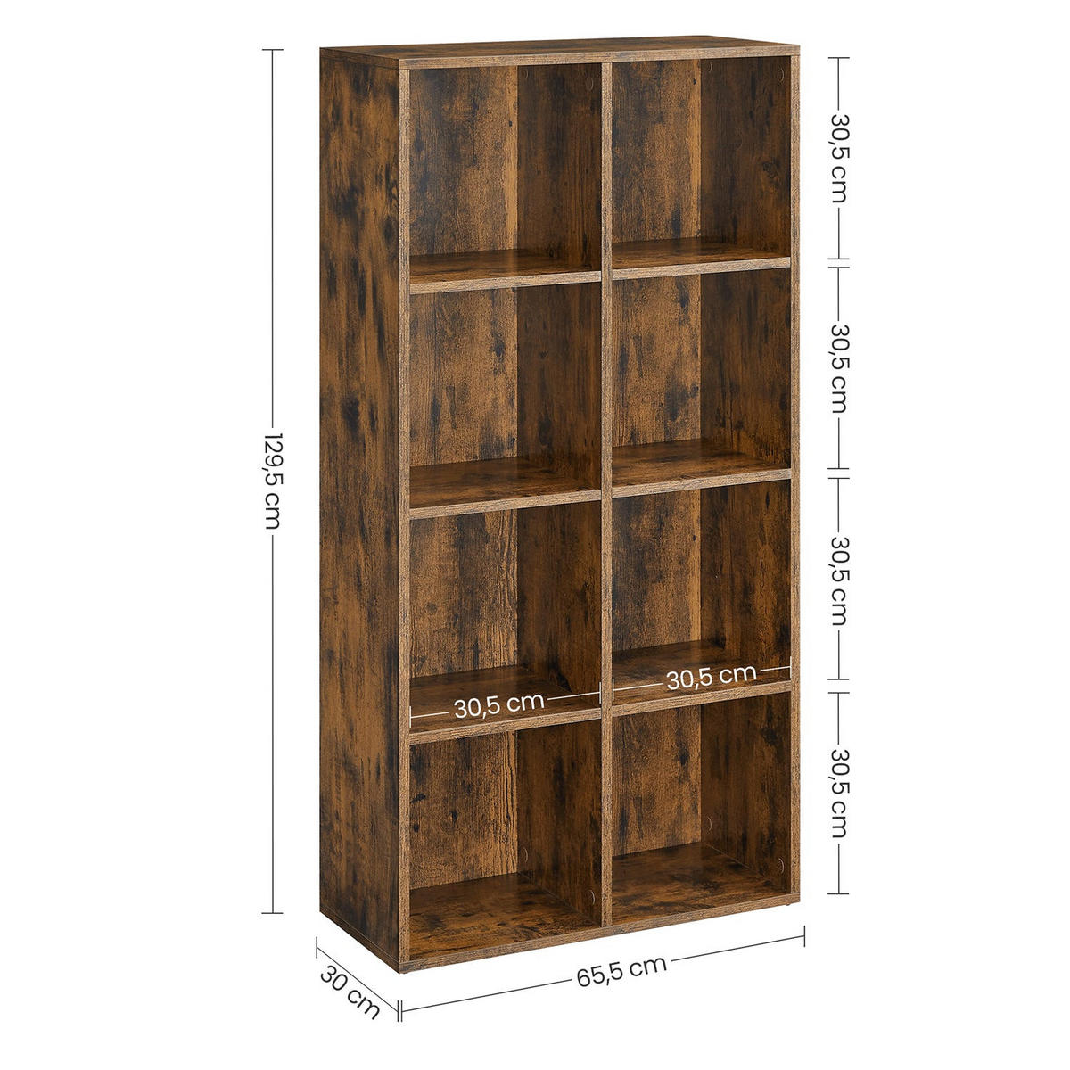BÜCHERREGAL Abuja - Braun, Holzwerkstoff (65.5/129.5/30cm) - Hansiro