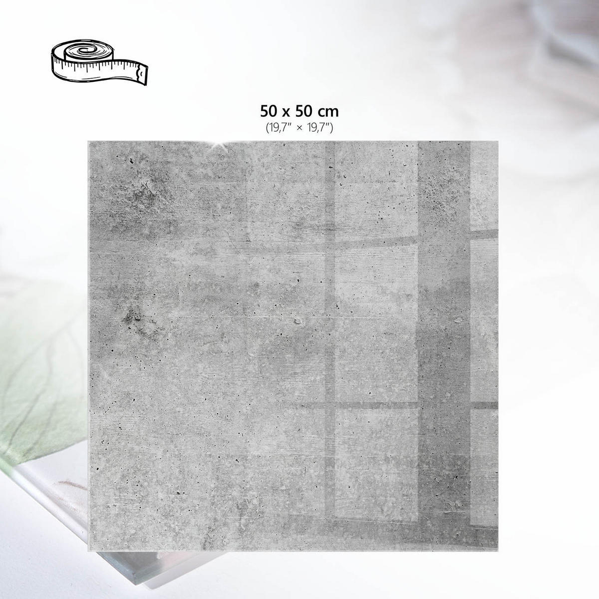 TISCHPLATTE 50x50 cm – Grauer Beton - Beige, Glas (50/50/0.4cm) - Wallfluent