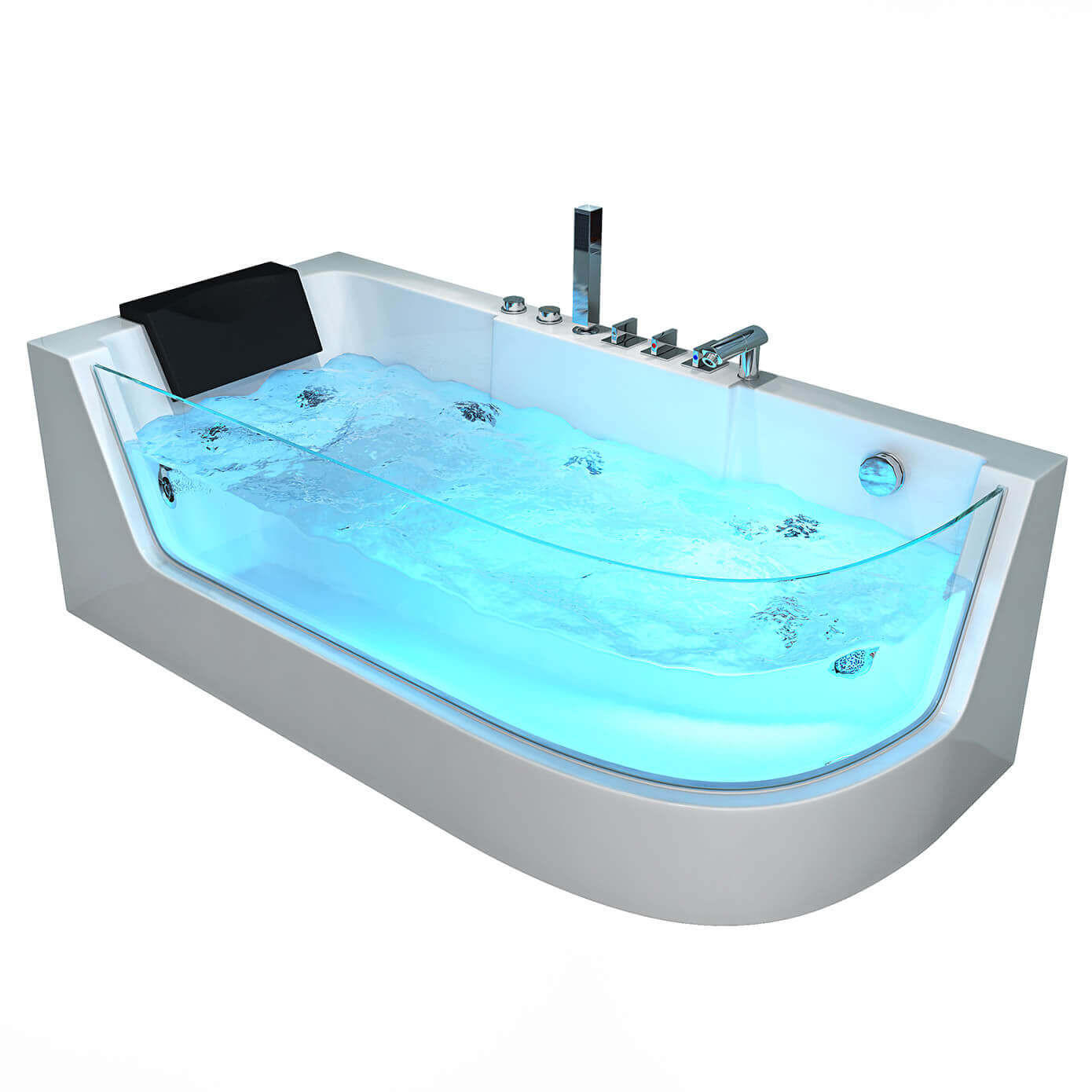 WHIRLPOOL Badewanne mit Lichttherapie CARICA - 170 x 80 cm Rechts - Weiß, Keramik (170/59/80cm) - Home Deluxe