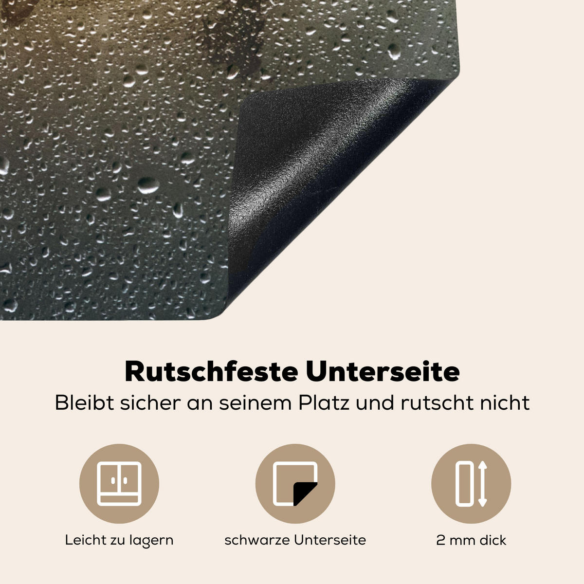 HERDABDECKPLATTE Herz - Kondenswasser - Wasser - 3D Induktionsmatte 77x59 cm - Grau, Kunststoff (77/59/0.2cm) - MuchoWow