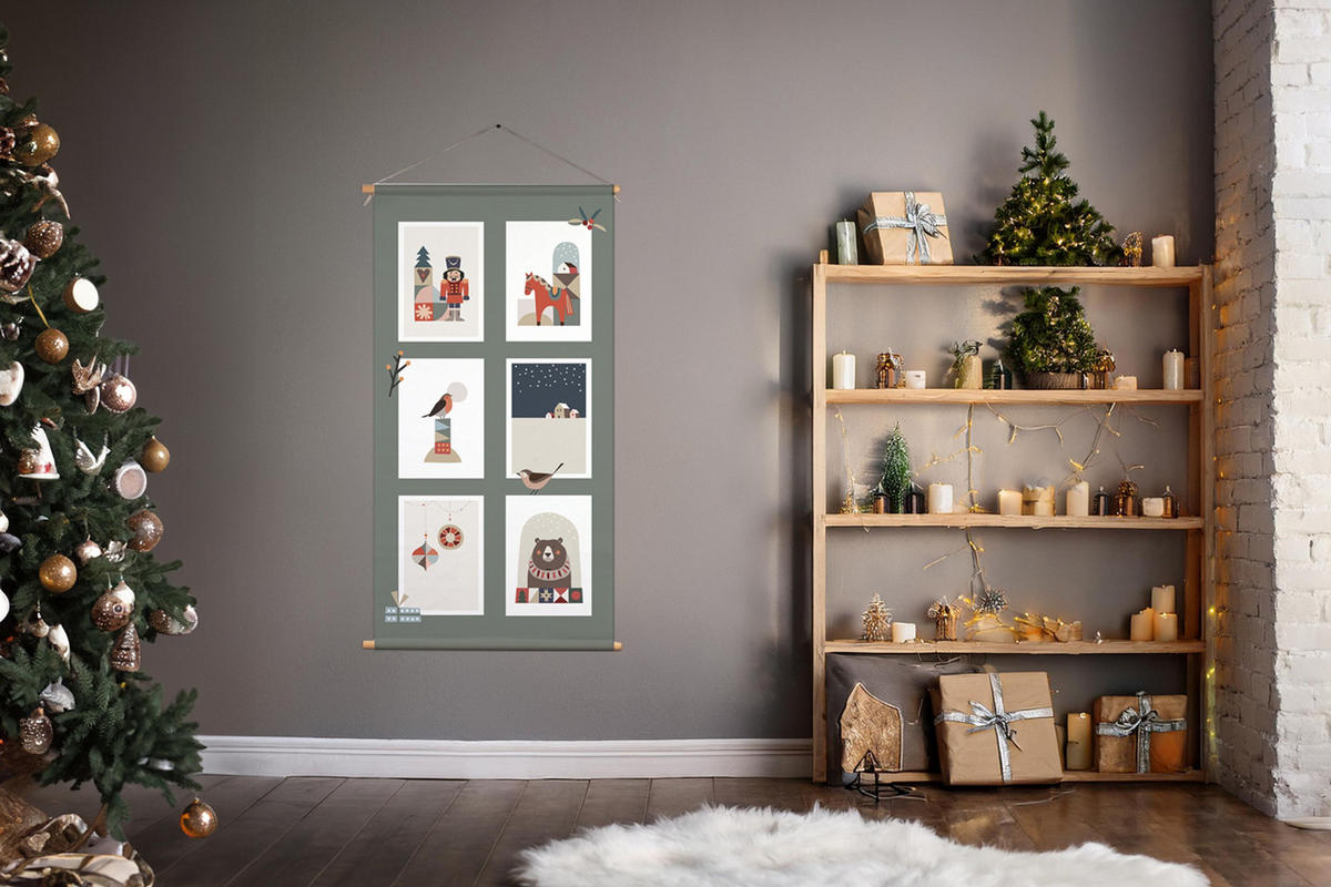 POSTER aus Stoff 60x120 cm Weihnachten - Braun, Textil (60/120/2cm) - artissimo