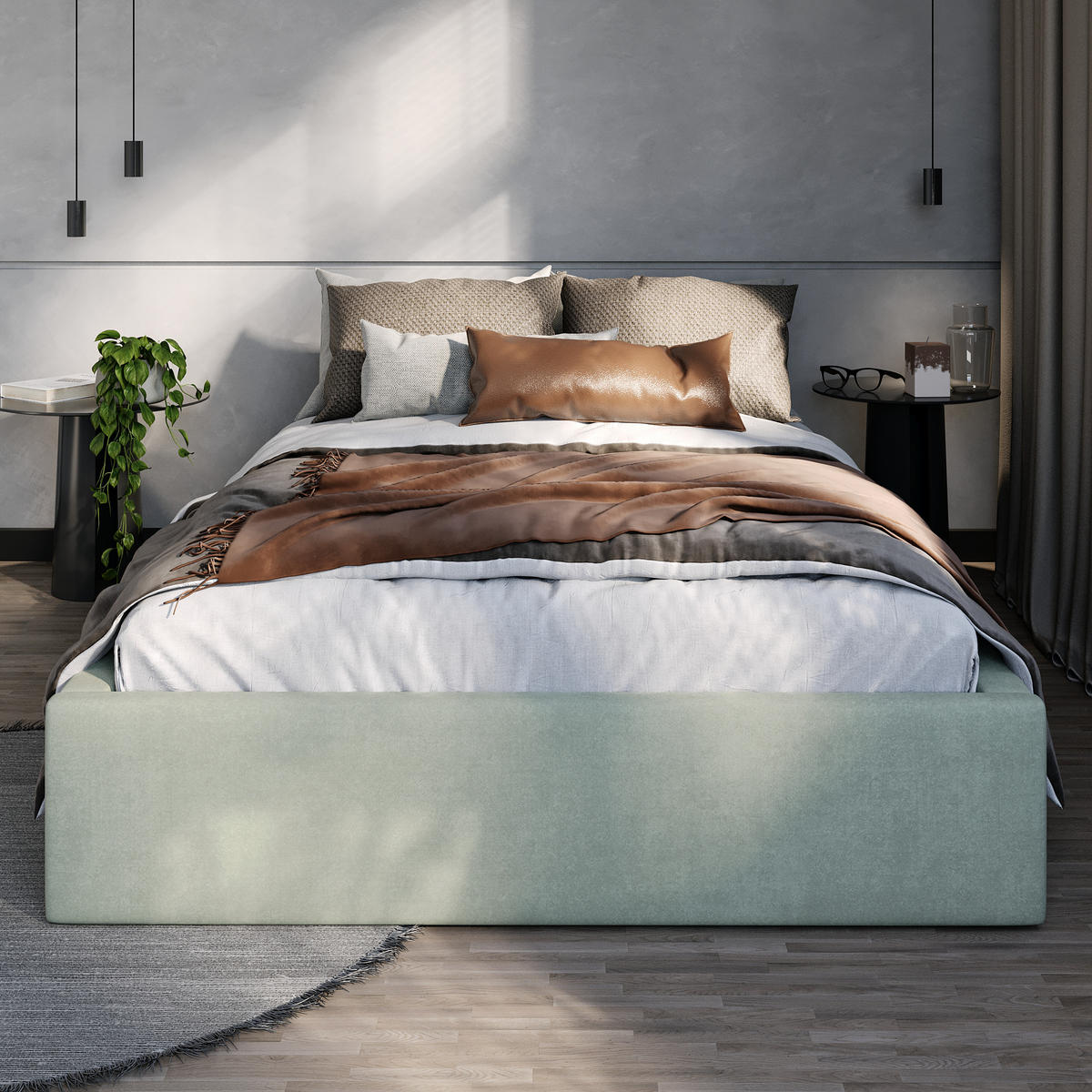 POLSTERBETT 120x200cm Bett mit Stauraum Lattenrost Mint - Mintgrün, Holz/Holzwerkstoff (120/200cm) - Muralo