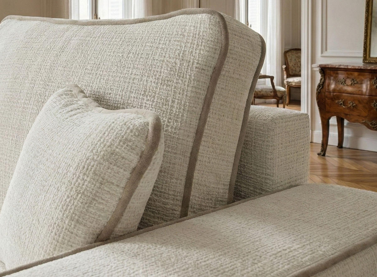 ECKSOFA MIT SCHLAFFUNKTION Modo Ecru-Beige Chenille-Stoff - Links Seite - Ecru/Beige, Holz/Holzwerkstoff (185/294cm) - Maison de Reve
