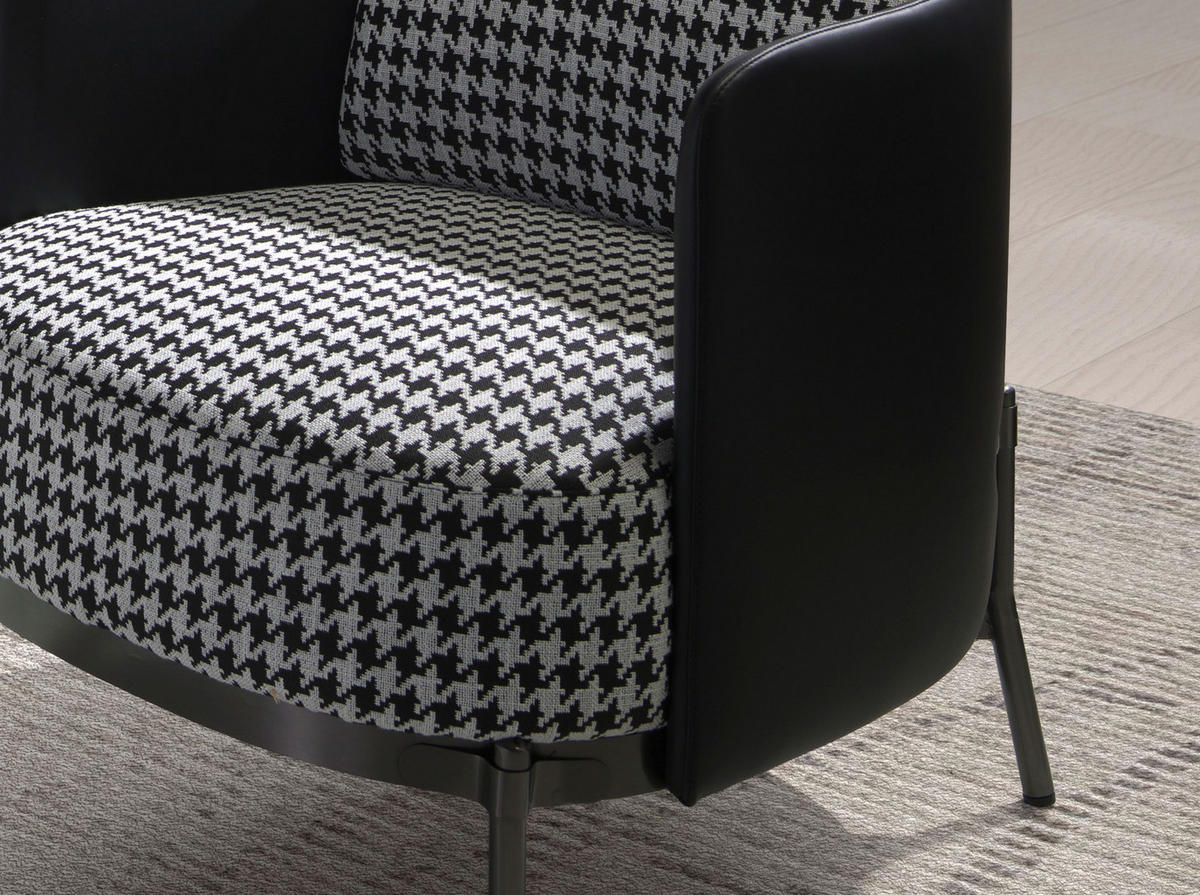 SESSEL Stoff Stahl schwarz und weiß 68/70/73 - Schwarz, Textil (68/73/70cm) - ANGEL CERDA