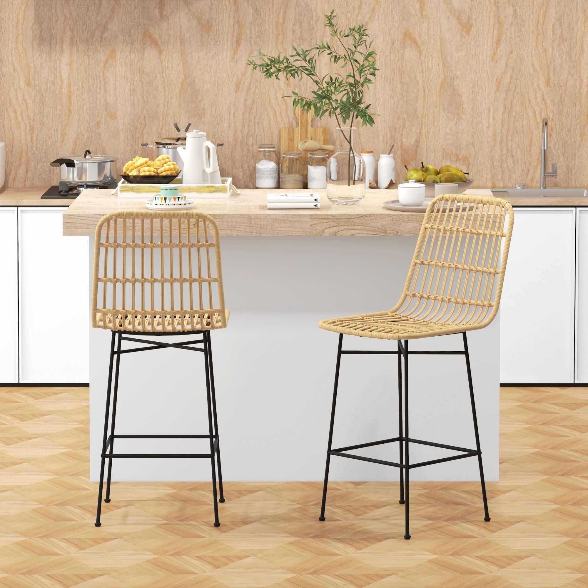 BARHOCKER, PE, Stahl, Gelb - Gelb, Kunststoff (53.5/105/45cm) - HOMCOM