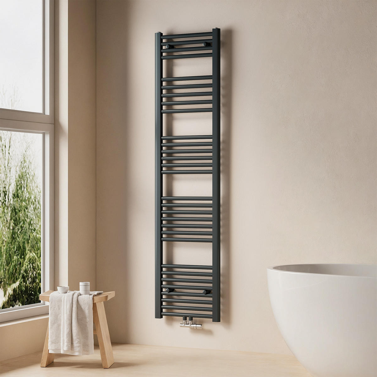 HEIZKÖRPER Handtuchheizkörper wasserführend 160/40/3 cm - Anthrazit, Metall (40/160/3cm) - EMKE