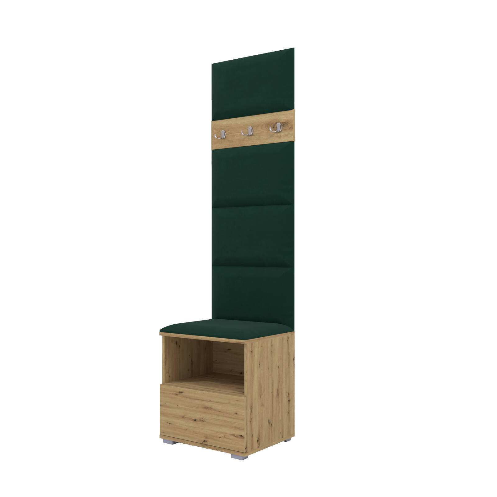 XXXLutz Garderoben-Set Eiche Artisan, Dunkelgrün 50x187x40 cm