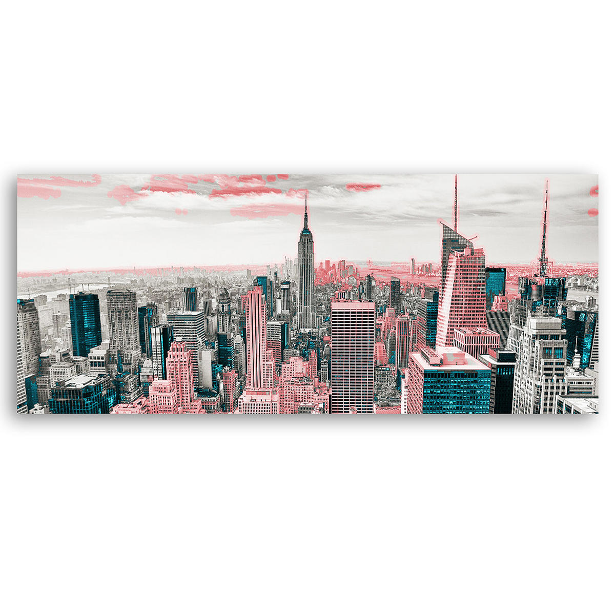 WANDBILD new yorker wolkenkratzer - Grau, Textil (90/30cm) - Feeby
