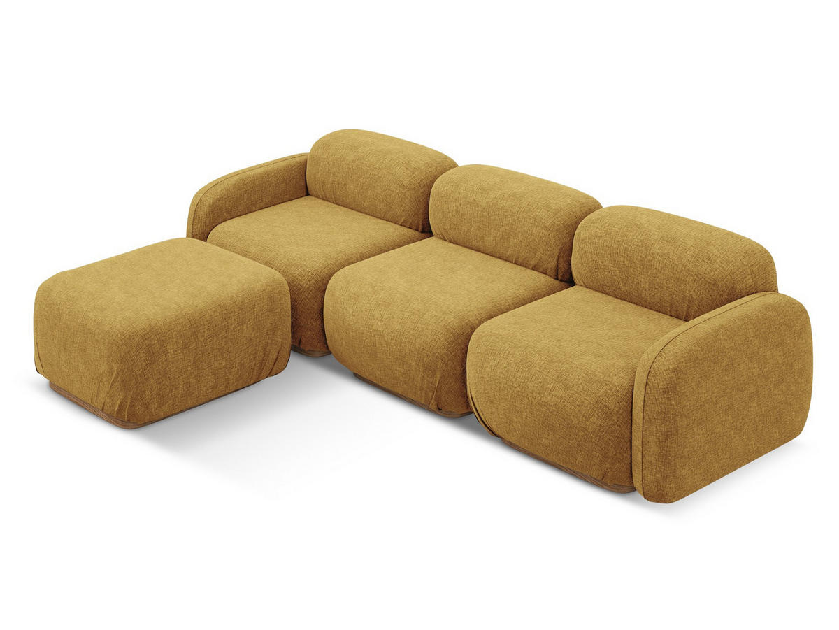 ECKSOFA Beidseitig Chenille Stoff Gelb - Currygelb/Gelb, Holz/Textil (270/190cm) - Makamii