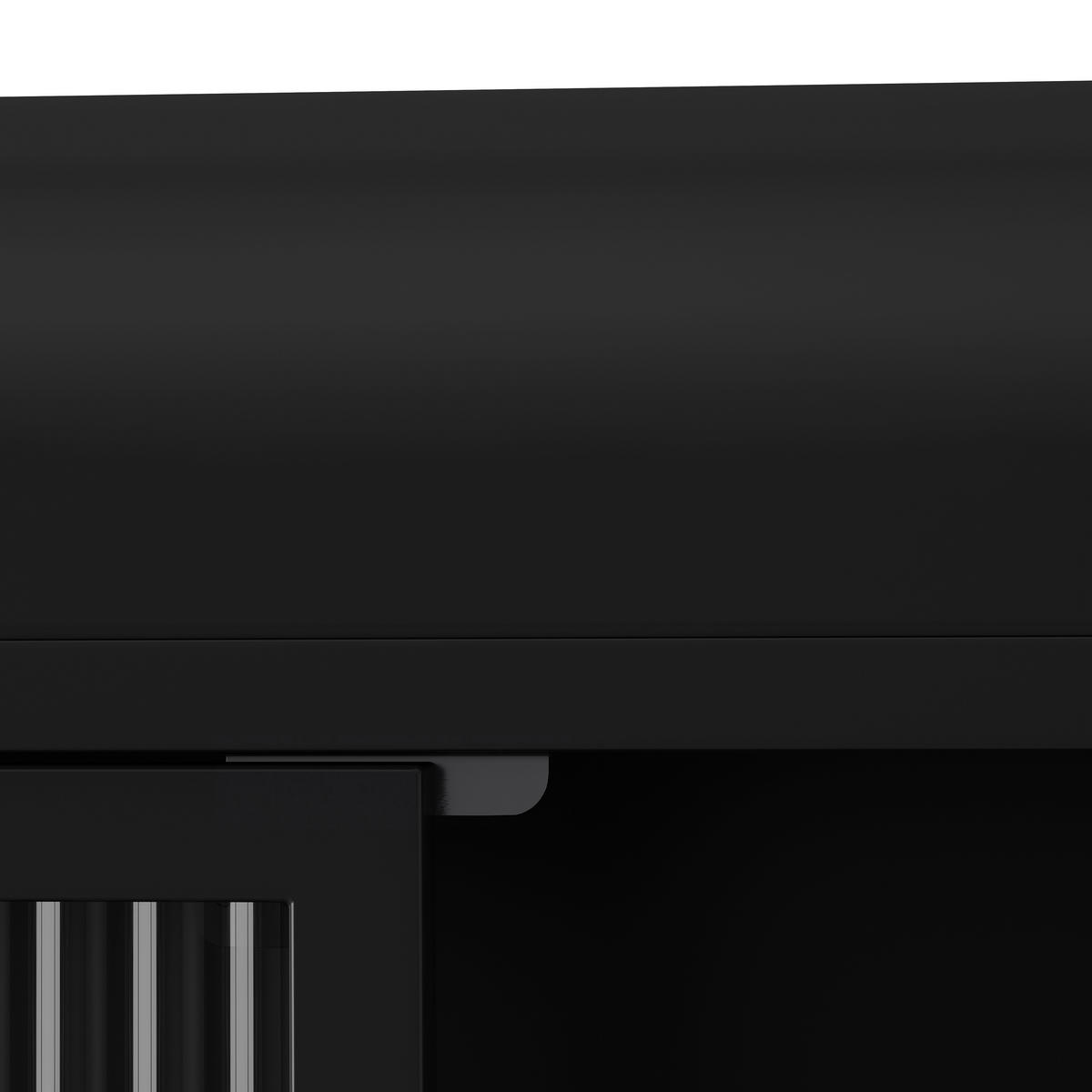 KÜCHENOBERSCHRANK 90x20x70 cm Schwarz aus Glas & Metall mit 3 Türen & 28kg Tragkraft - Schwarz, Glas (90/70/20cm) - Modfu