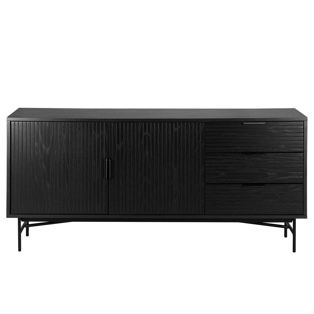SIDEBOARD mit 2 Türen - Eichefarben/Schwarz, Holzwerkstoff/Metall (160/75/40cm) - home24