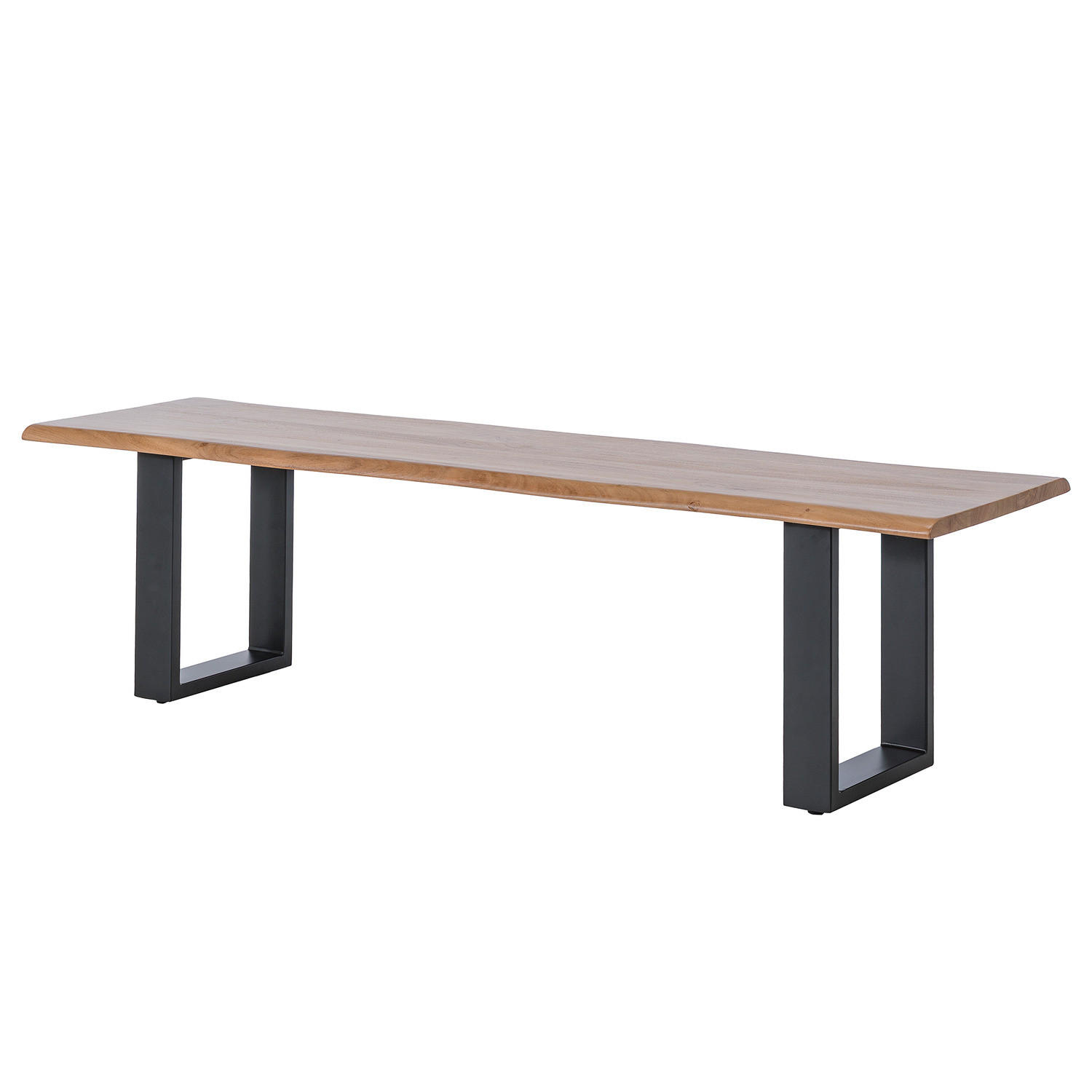 SITZBANK - Metall / Massivholz Akazie - Schwarz/Akaziefarben, Holz/Metall (160/45/45cm) - home24