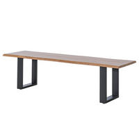 SITZBANK - Metall / Massivholz Akazie - Schwarz/Akaziefarben, Holz/Metall (160/45/45cm) - home24