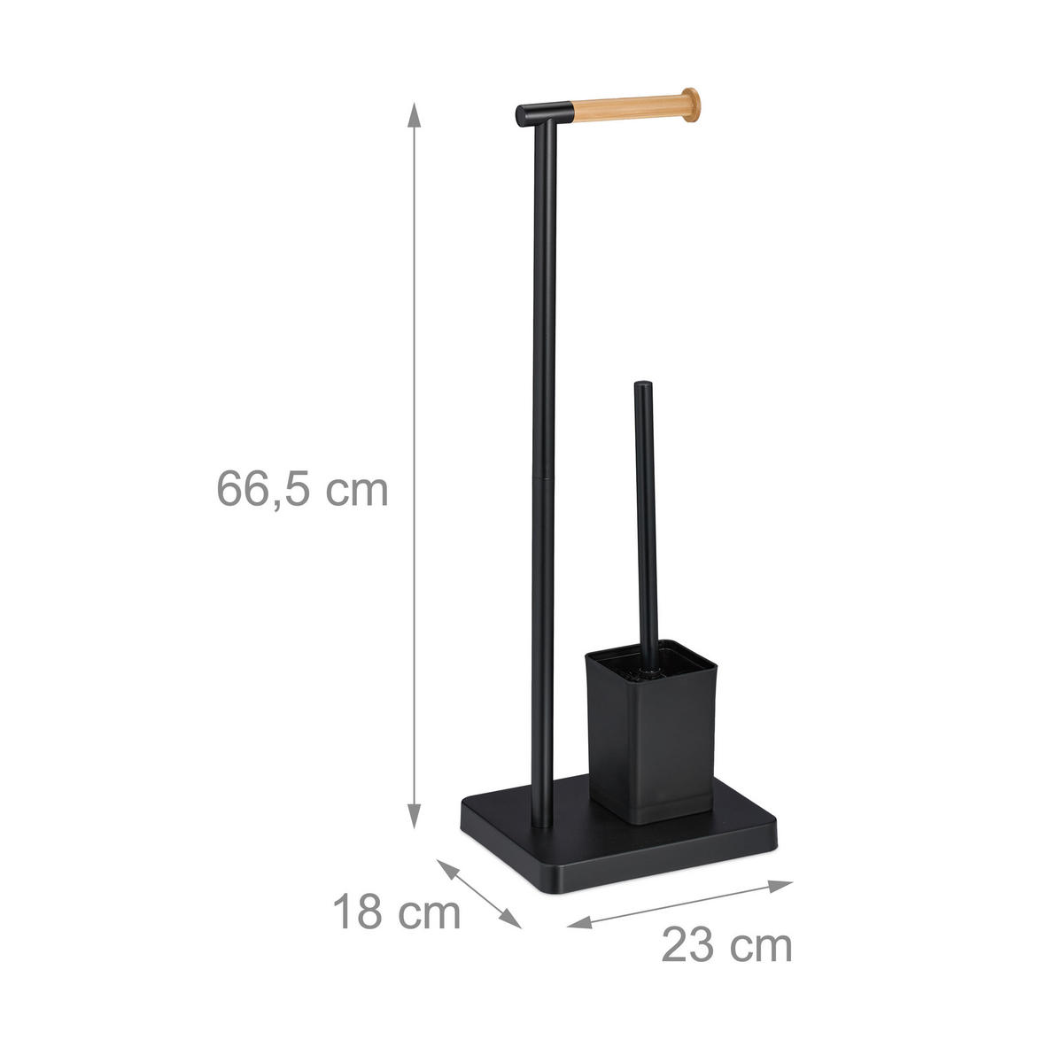 WC-GARNITUR - Schwarz, Holz/Kunststoff (23/66.5/18cm) - Relaxdays