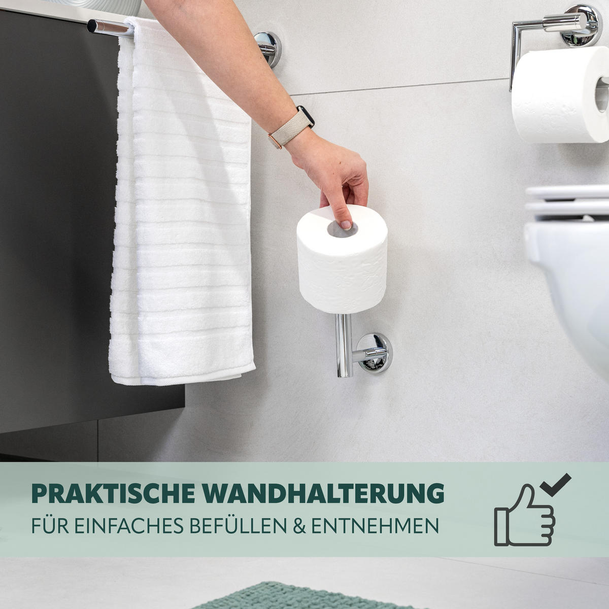 TOILETTENPAPIERHALTER LUCENTE, Edelstahl verchromt - Chromfarben, Metall (15/5.7/9cm) - bremermann
