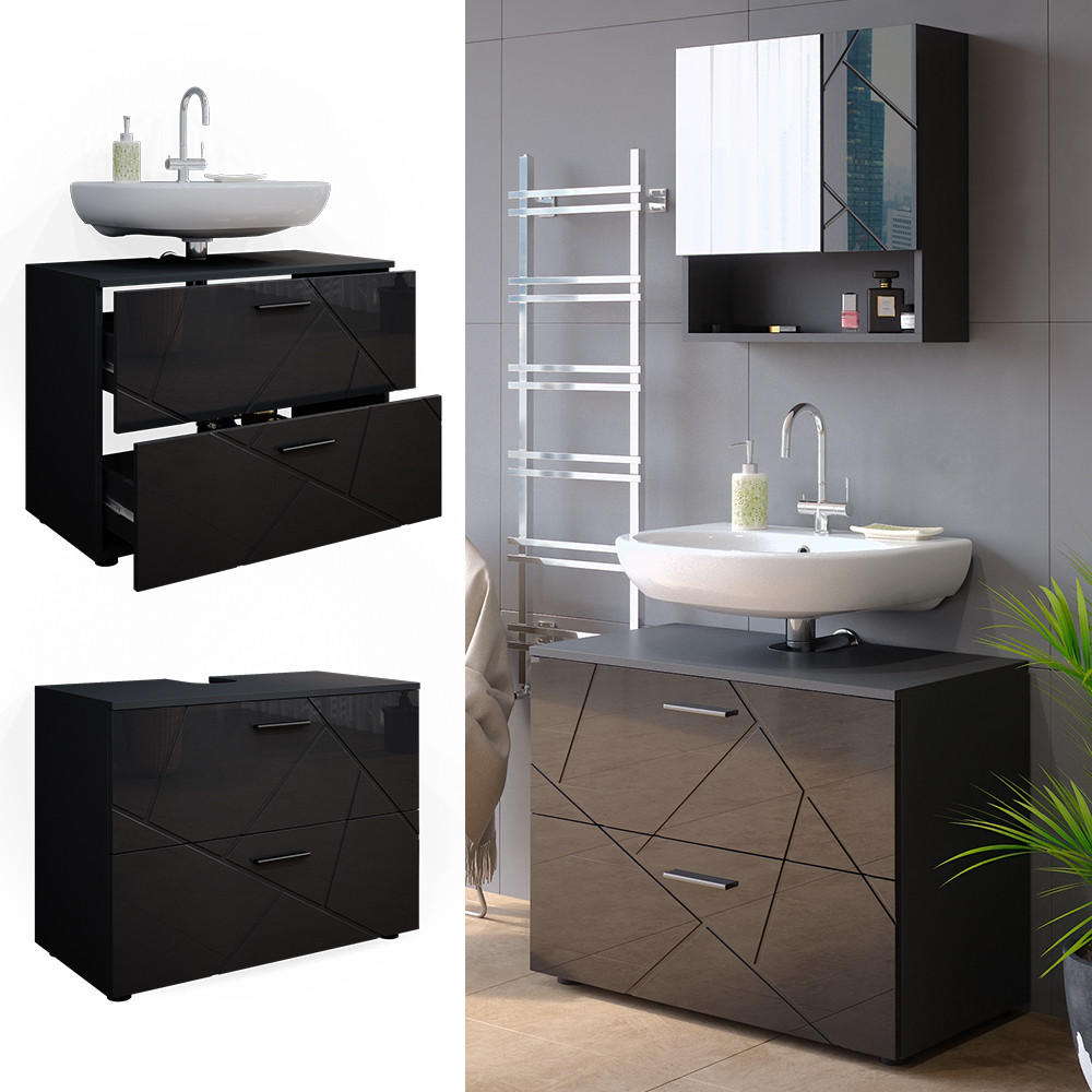 WASCHBECKENUNTERSCHRANK Irma Anthrazit Hochglanz 80 x 58.6 cm - Anthrazit, Holzwerkstoff (80/58.6/41cm) - Vicco