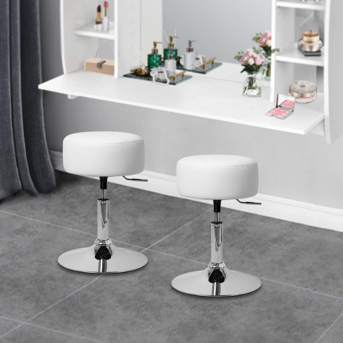 BARHOCKER 2er Set - Weiß, Metall (38.5/65/38.5cm) - ML-DESIGN