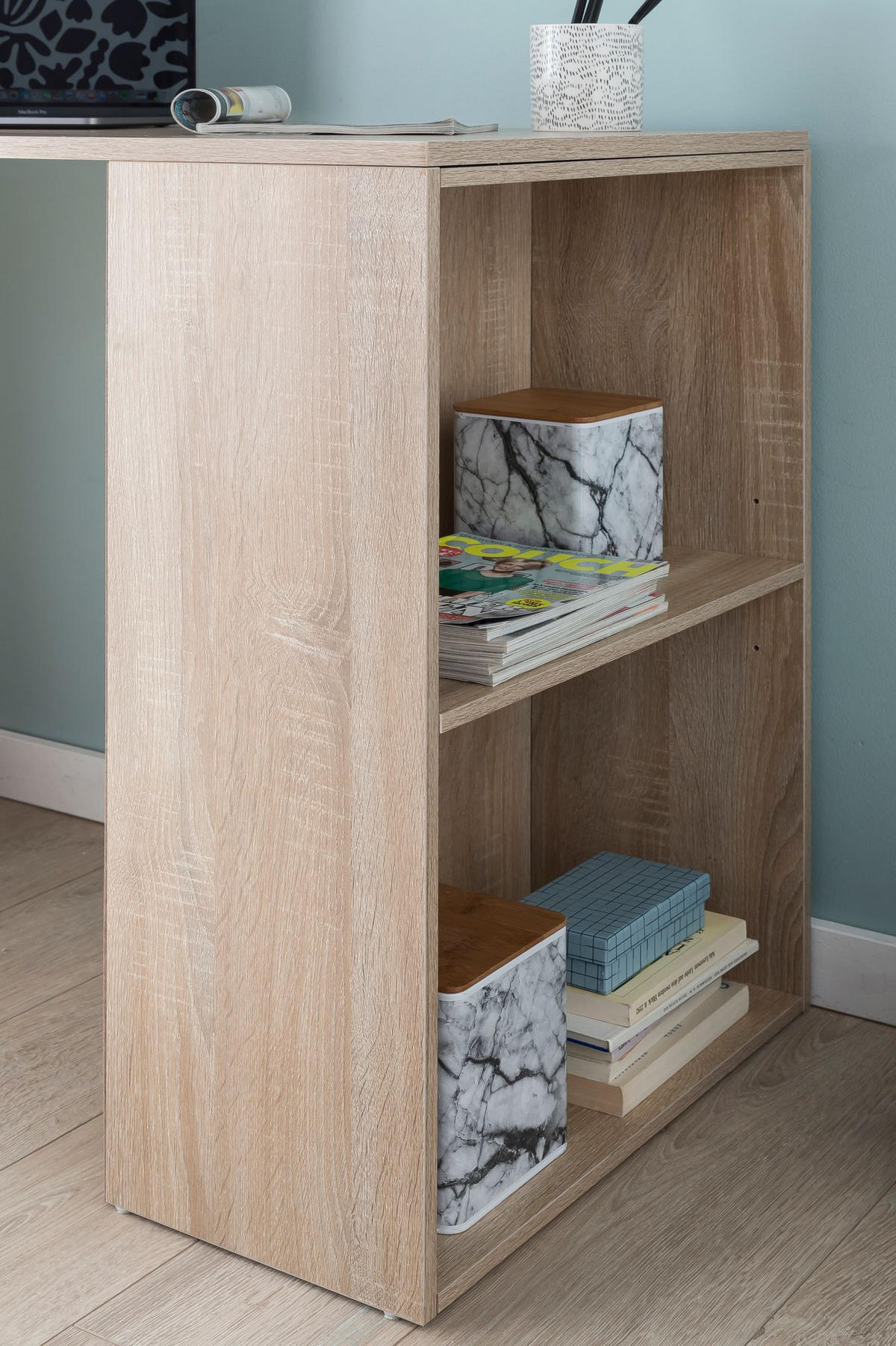 SCHREIBTISCH Mit Regal Variabel BRENTA, Beige 120x53x120 cm - Beige/Braun, Holz (53/120/120cm) - KADIMA DESIGN