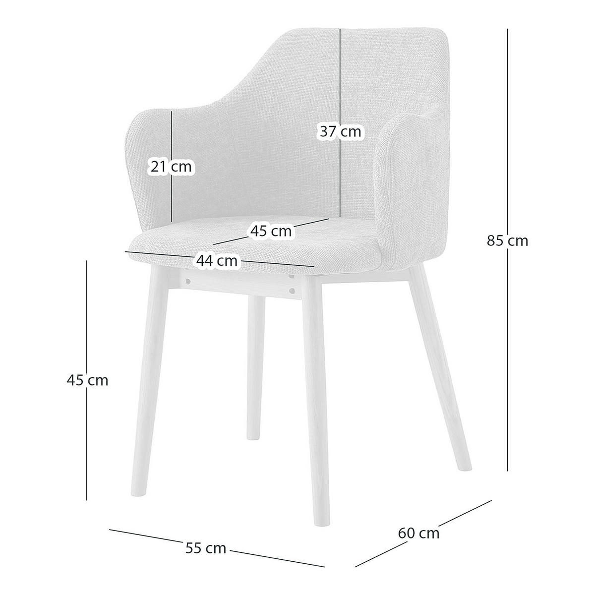ARMLEHNENSTUHL - 2er-Set - Strukturstoff - Eichefarben/Hellgrau, Eichenholz/Textil (55/82/57cm) - home24