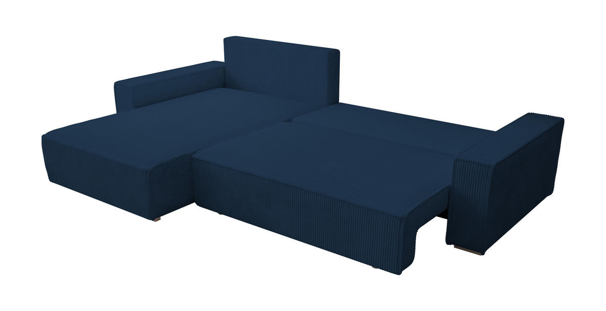 ECKSOFA Alice mit Bettkasten und Schlaffunktion, Cordstoff in L-Form - Blau, Textil (289/184cm)