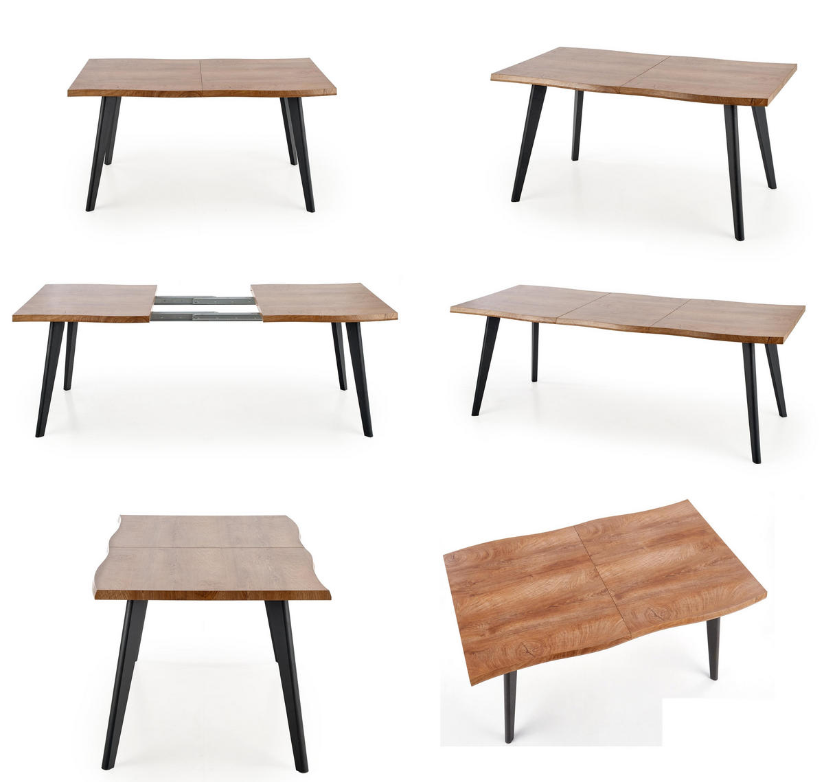 ESSTISCH rechteckig ausziehbar Eiche Natur Echtholz Baumkante - Eichefarben, Holz (80/120/75cm) - designimpex