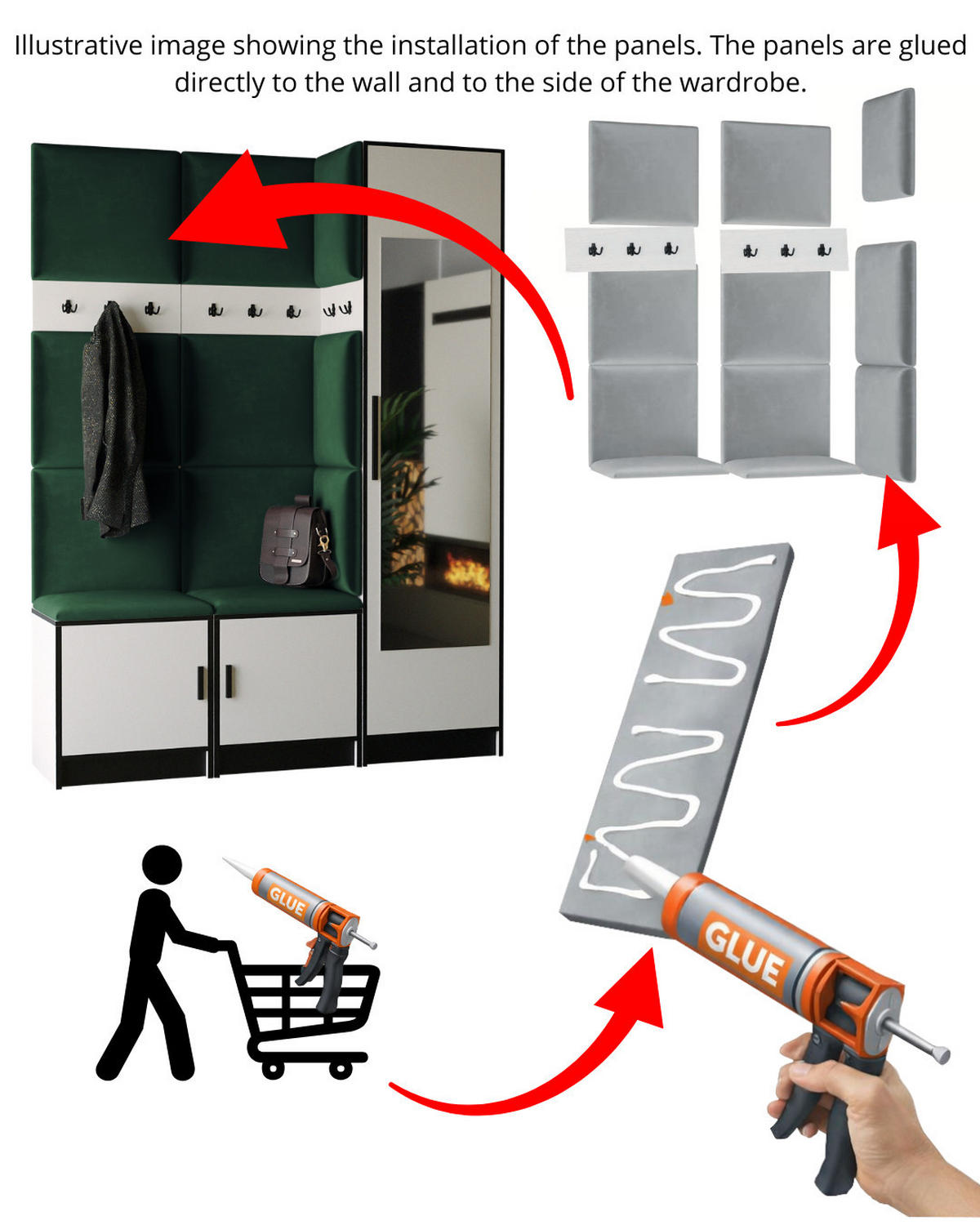 GARDEROBE ROJ 20 - 159,6x205x39cm Eiche Craft Gold + Stoff Grün - Honigeiche/Dunkelgrün, Holzwerkstoff (159.6/205/39cm) - Kier Furniture