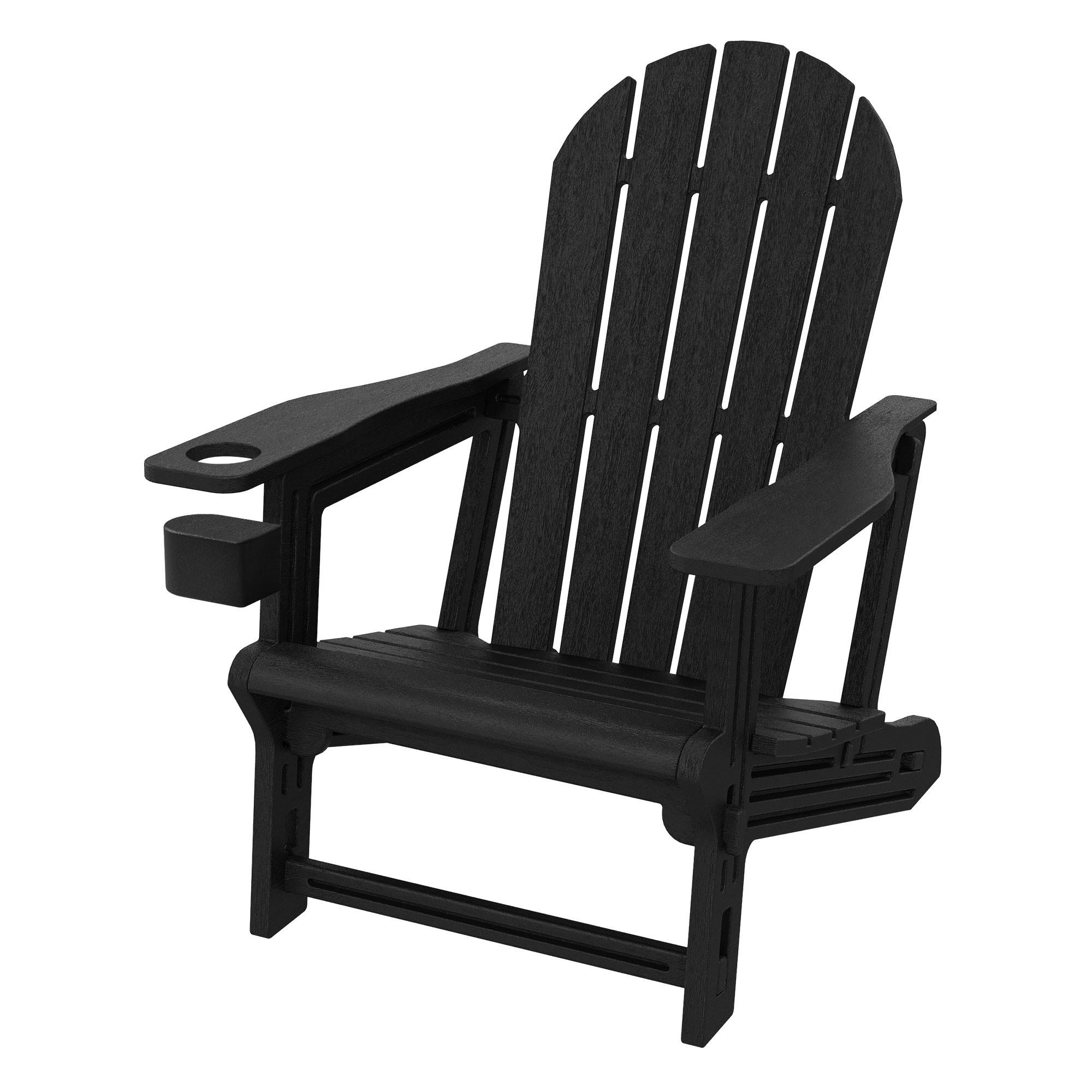 ML-DESIGN ADIRONDACK LEŽÁK s držákem na nápoje, černý, z plastu