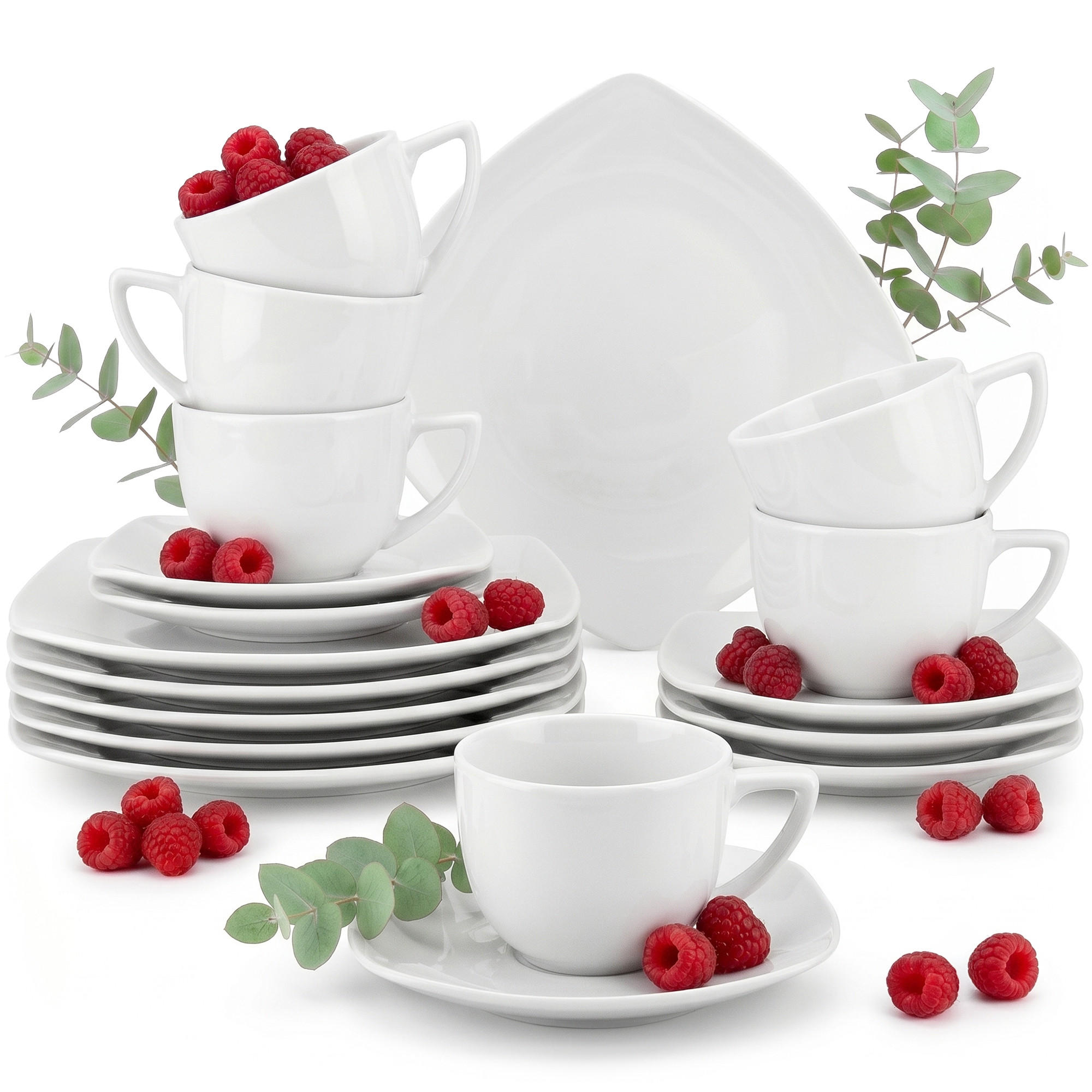 KAFFEESERVICE CARLINA 6-Personen 18-tlg - Weiß, Keramik (19/2/19cm) - KONSIMO®