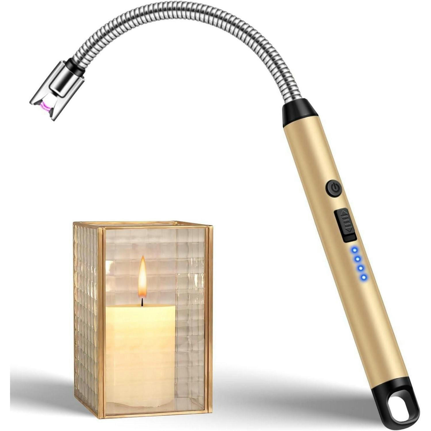 STABFEUERZEUG mit flexiblem Hals USB wiederaufladbar Gold - Goldfarben, Metall (1/1.2/25cm)