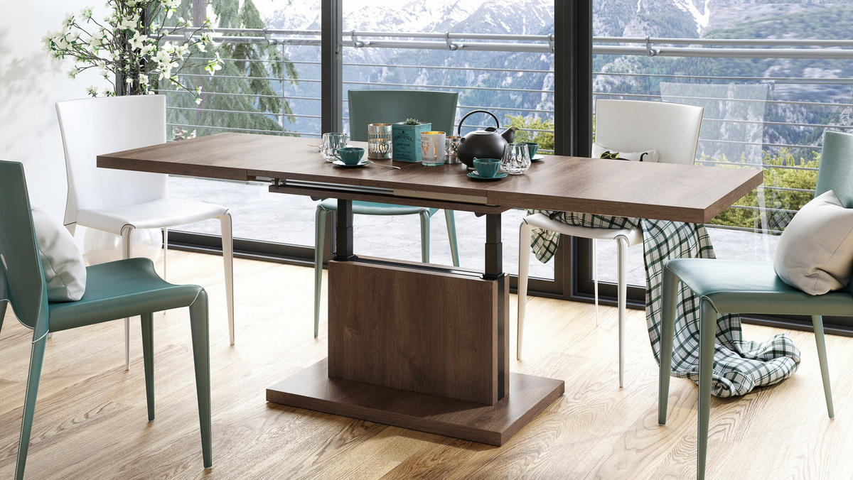 COUCHTISCH rechteckig Eiche dunkel ausziehbar höhenverstellbar - Braun, Holzwerkstoff (80/120/56cm) - designimpex