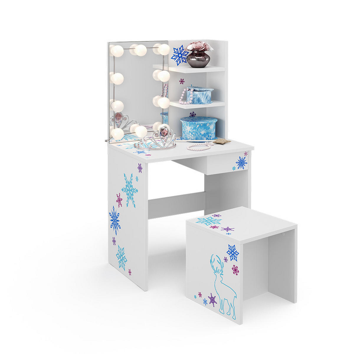 DĚTSKÝ TOALETNÍ STŮL Schneeflocke Bílá - bílá, kompozitní dřevo (54.8/103/40cm) - Vicco