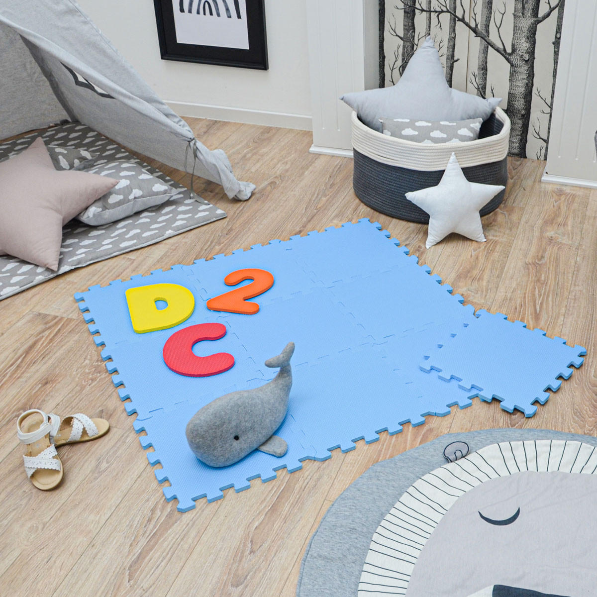 SPIELMATTE ab Null 90 cm Baby Puzzlematte Hellblau - Blau, Kunststoff (30/30cm) - Littletom