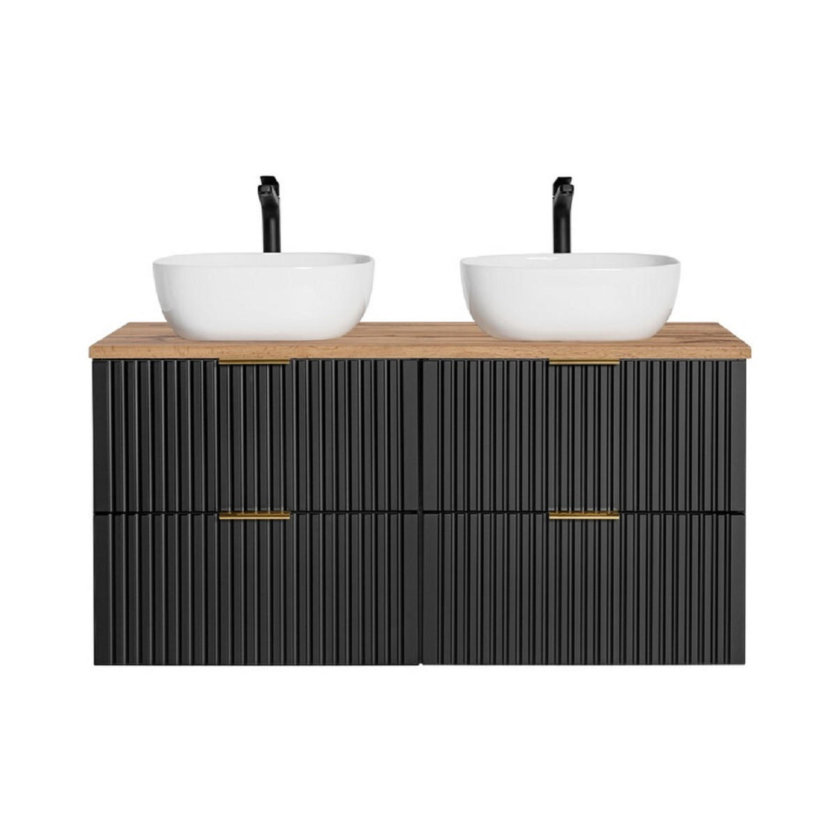 Milaros Markt Badmöbel-Set Schwarz, Eiche Artisan 120x57x46 cm