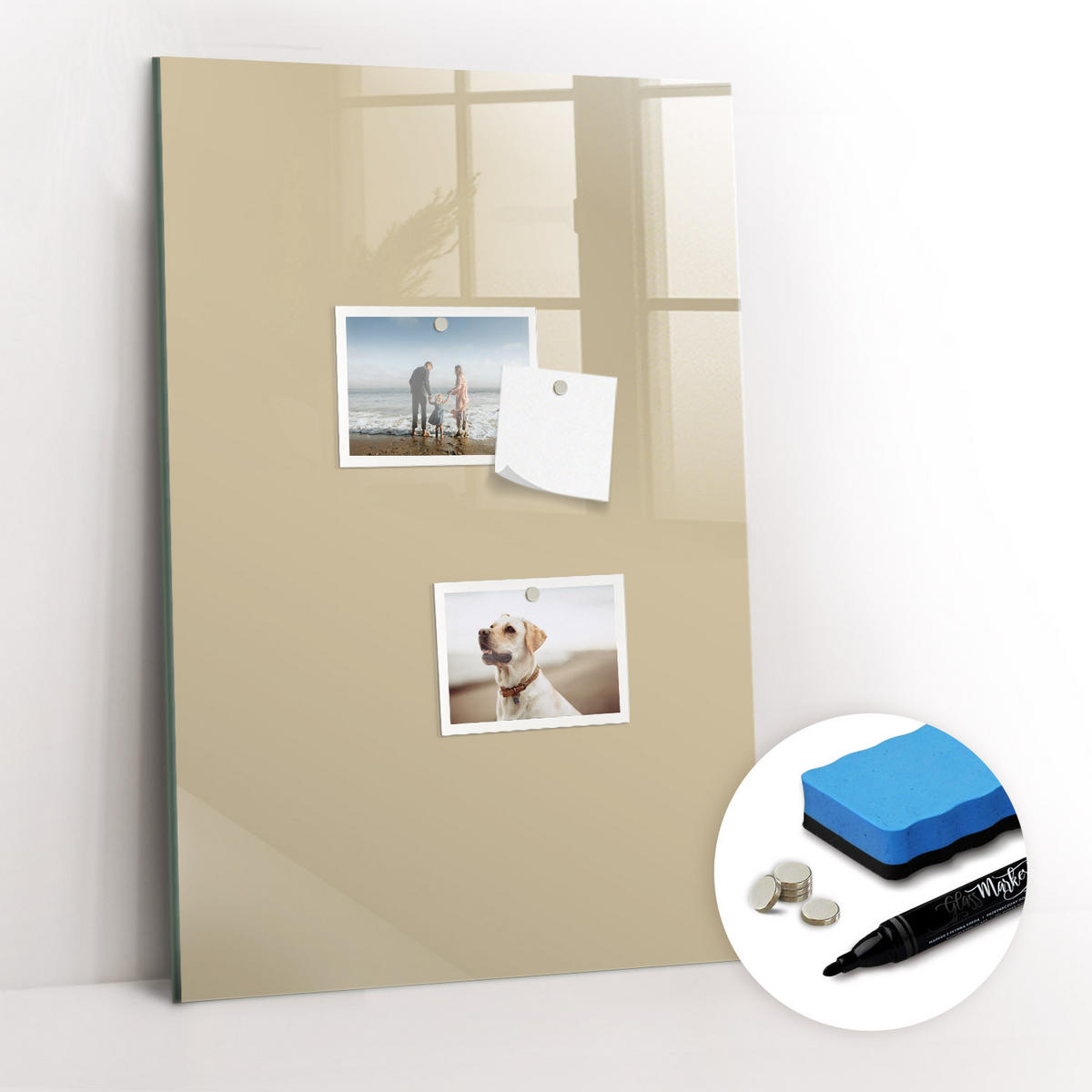 MAGNETTAFEL 40x60 Beige schwarzer Marker - Sandfarben, Glas (40/0.4/60cm) - TULUP