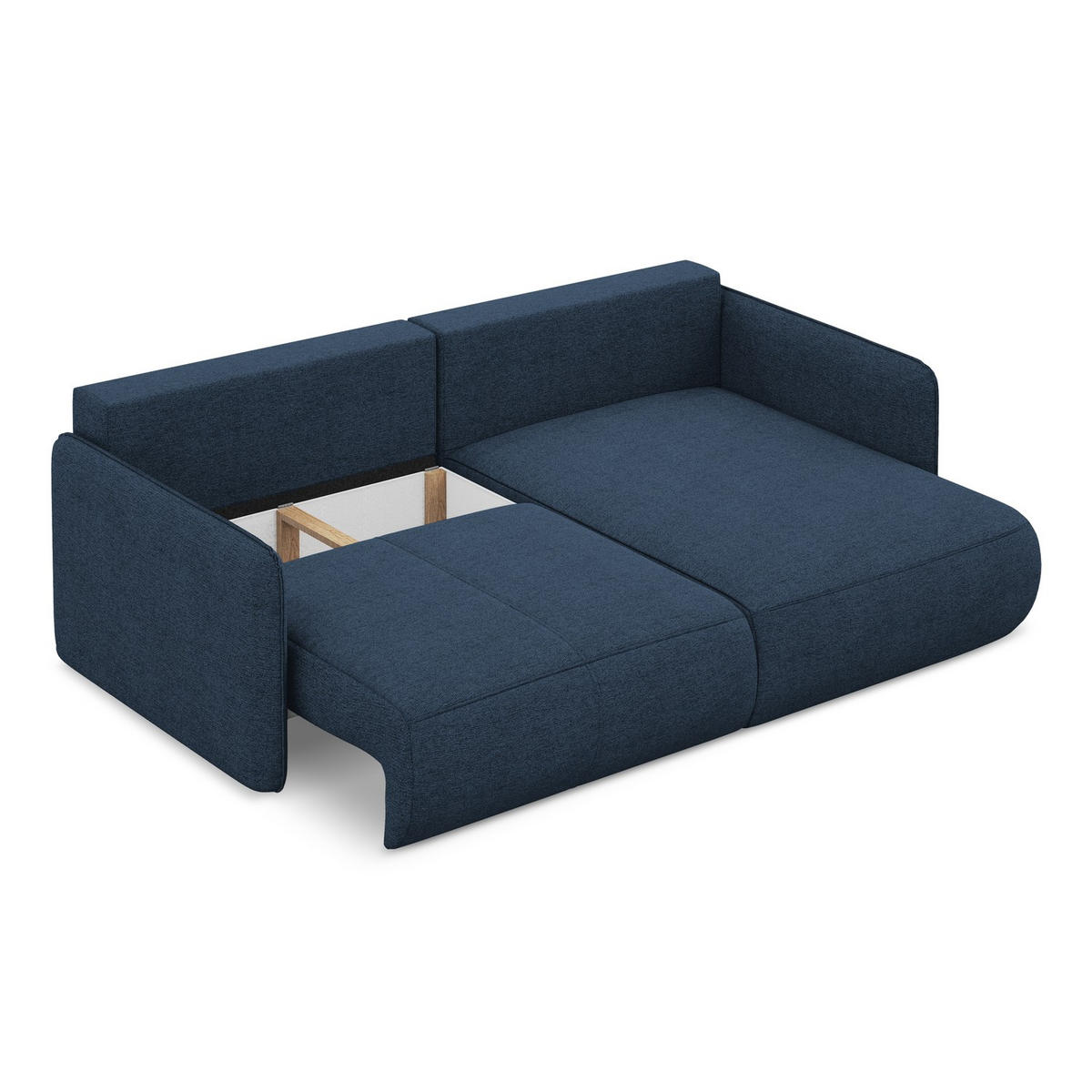 ECKSOFA mit Schlaffunktion Chenille Stoff Blau - Blau/Schwarz, Kunststoff/Textil (207/148cm) - LaMiaSofa