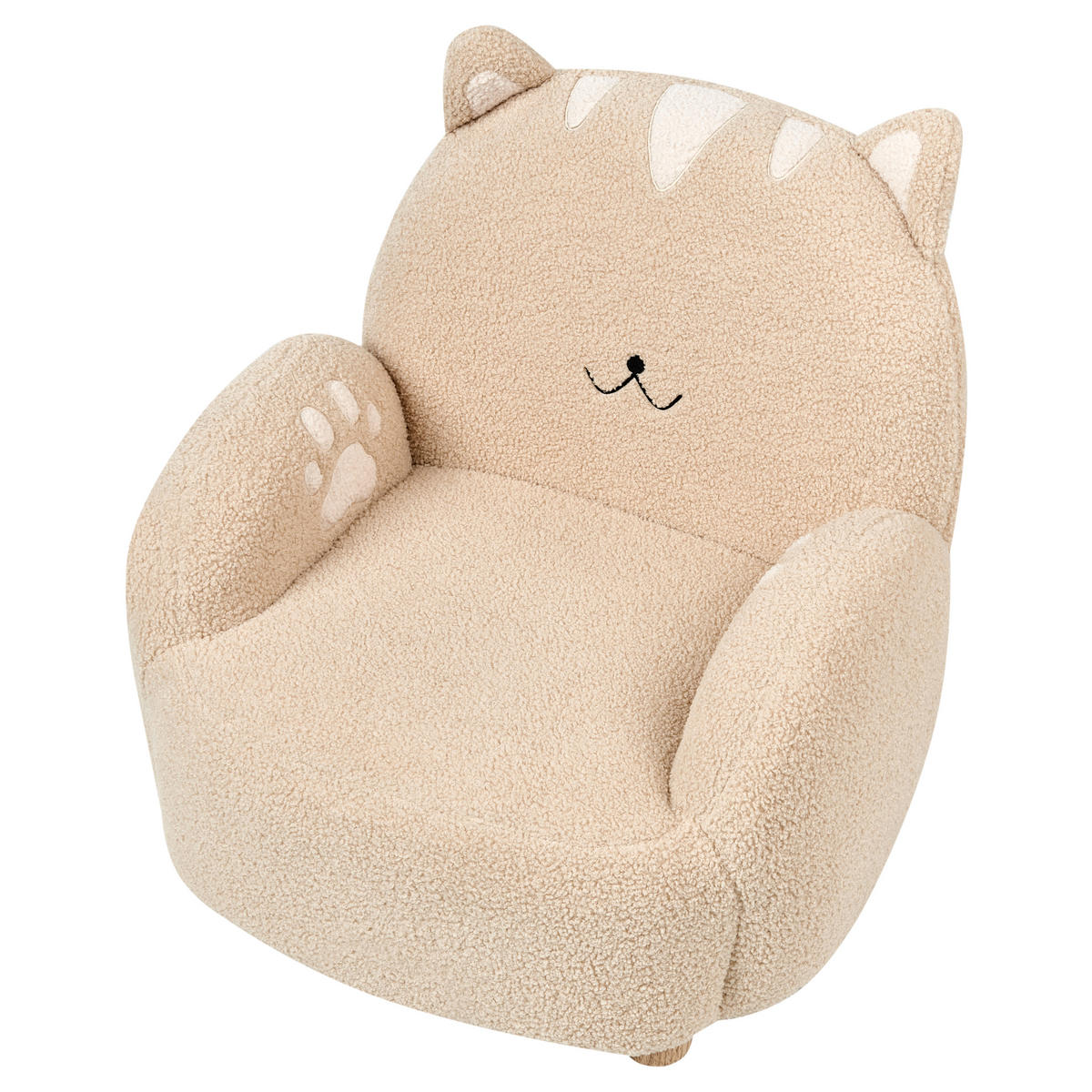 KINDERSESSEL Katze Bouclé Beige Zoar - Beige, Textil (55/59/54cm) - Beliani