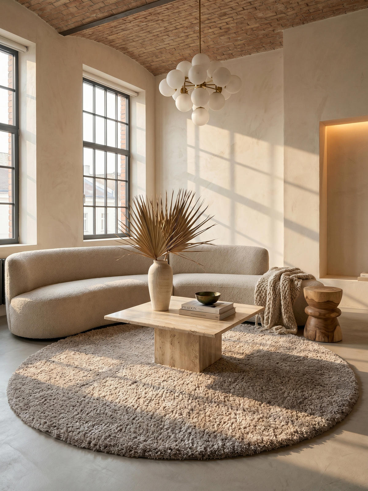 HOCHFLORTEPPICH Shaggy Uni Kuschelig Waschbar Wohnzimmer Rund Beige 160x160 cm – SALZACH - Beige, Textil (160/160cm) - KADIMA DESIGN