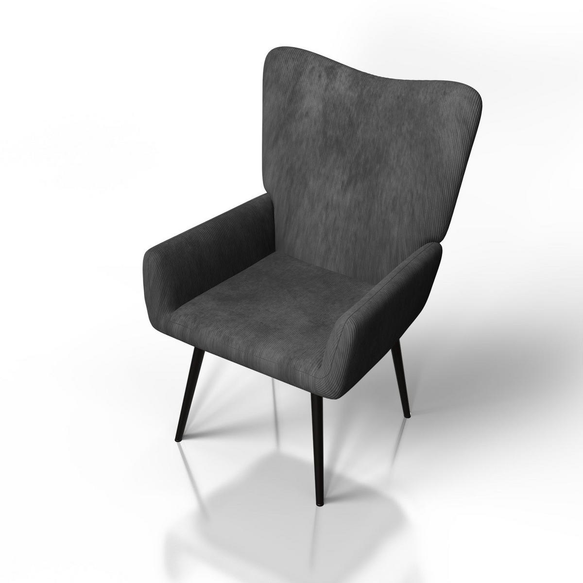 OHRENSESSEL Odense Cord Grau - Grau, Textil (68/95/73cm) - Juskys